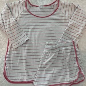 Lake Pima pajamas coral stripe 3/4 sleeve short set